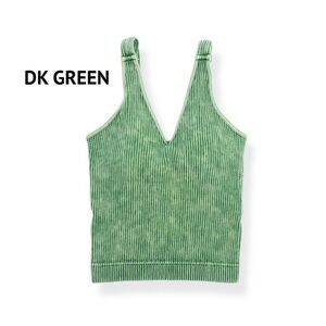 Zenana Women's Ribbed Padded V-neck Dark Green Brami